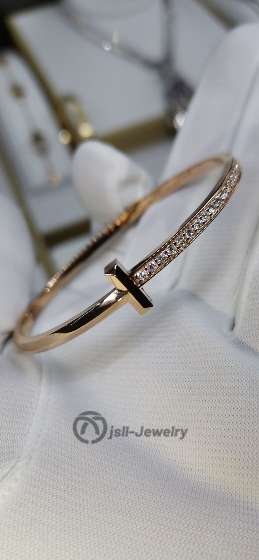 Jsll-Jewelry | 18K rose gold half-diamond bracelet