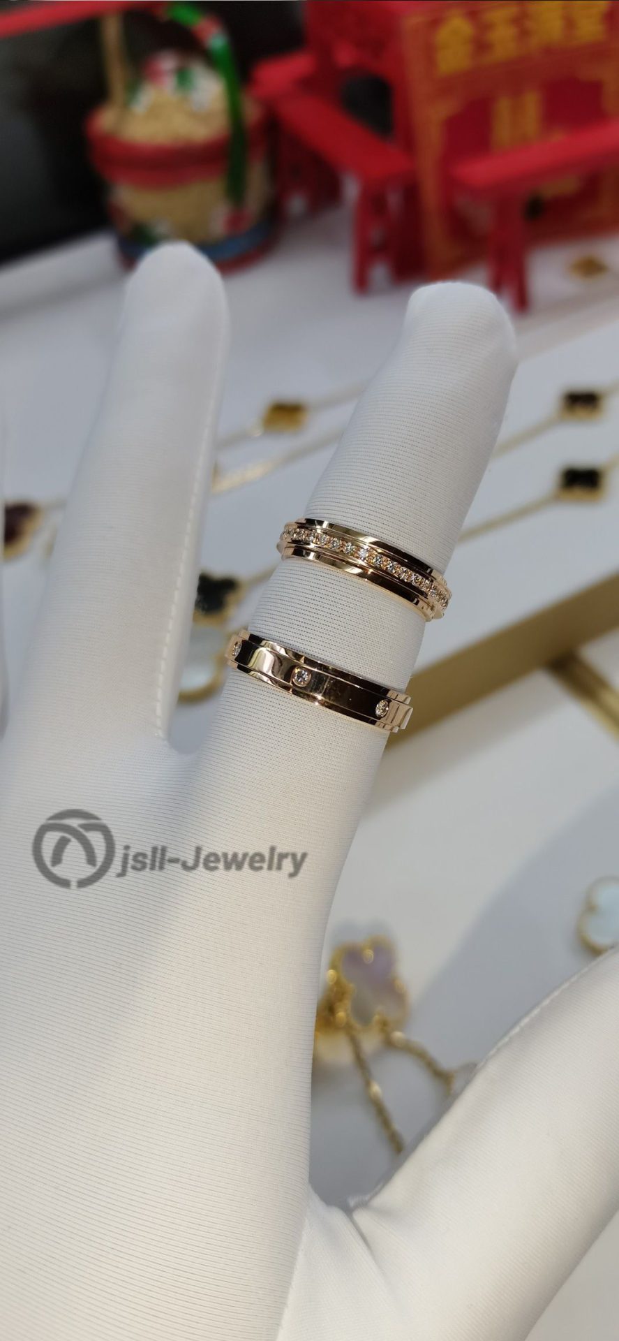 Jsll-Jewelry | 18K rose gold set with diamond ring