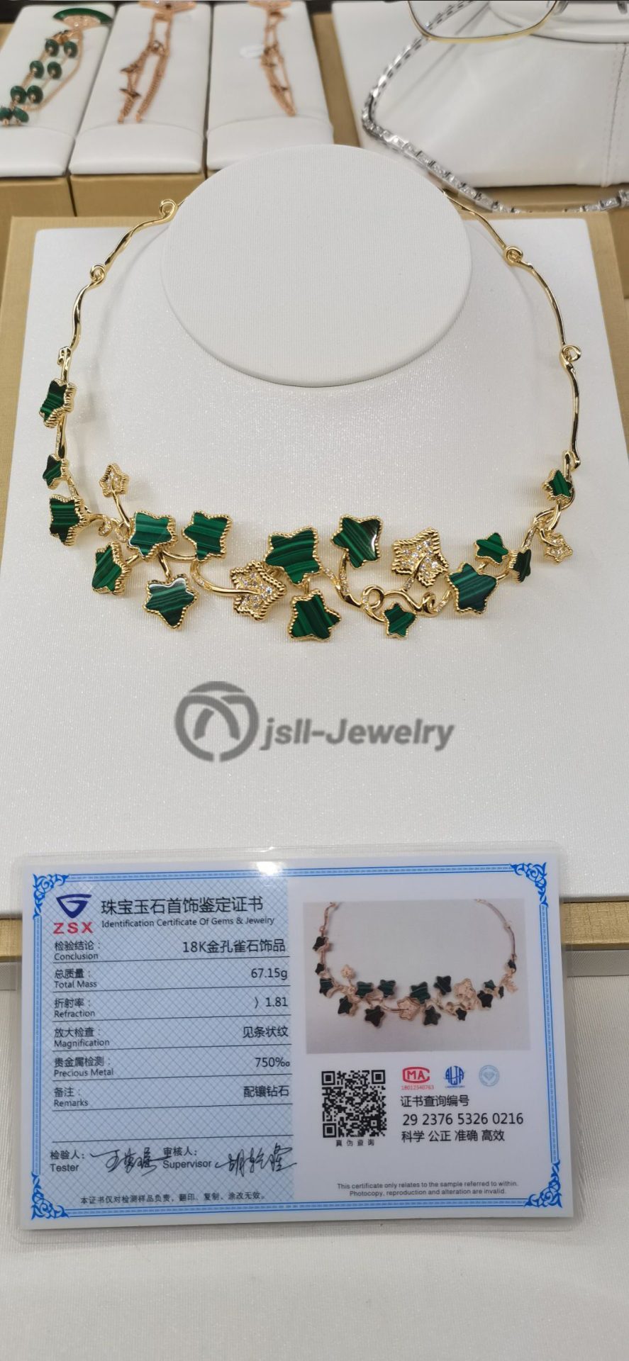 Jsll-Jewelry | 18K gold malachite collar