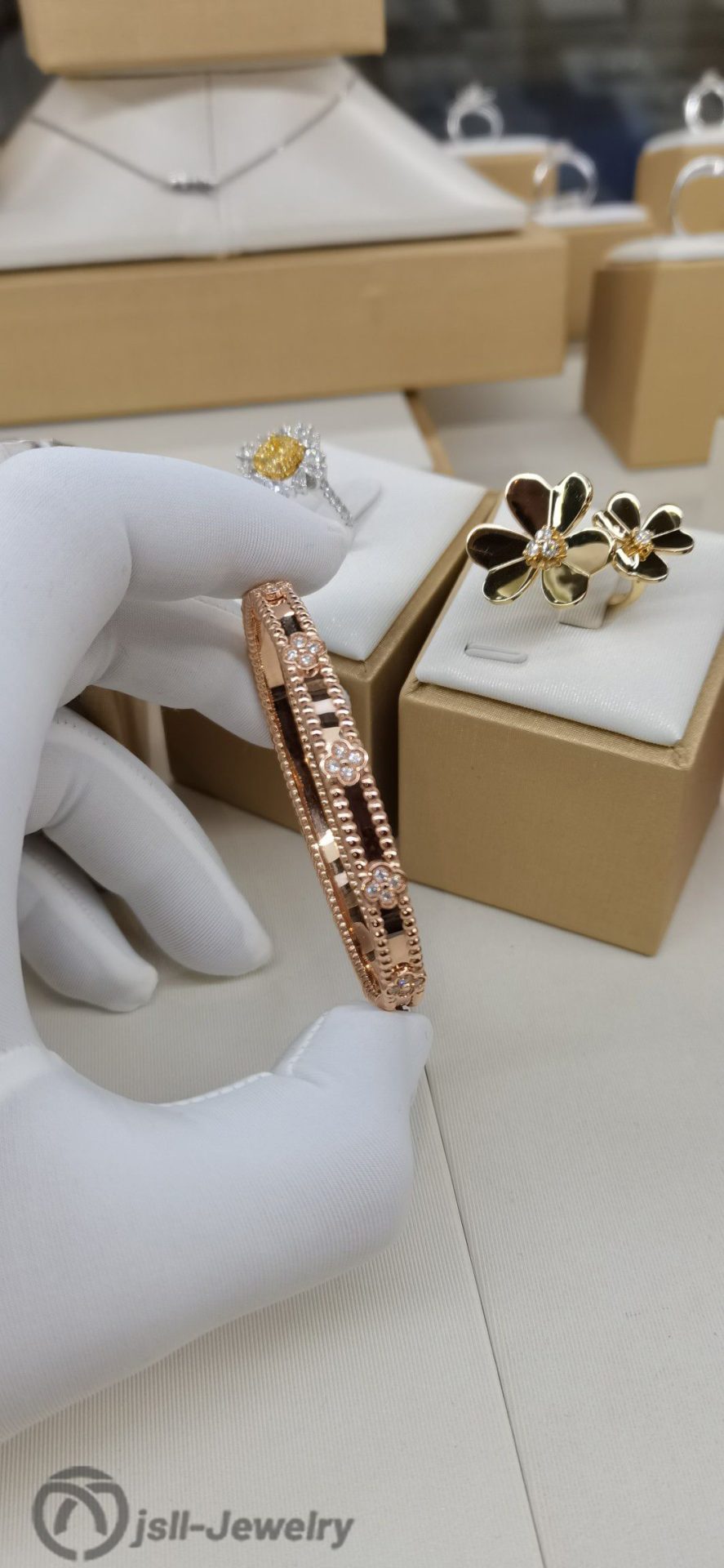 Jsll-Jewelry | 18-karat rose gold bracelet with all flowers and stars