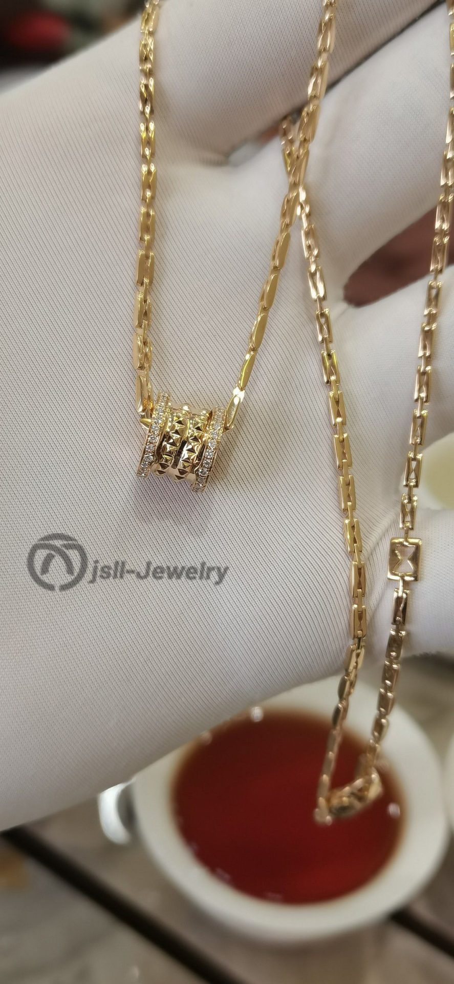 Jsll-Jewelry | 18K rose gold necklace set with diamonds