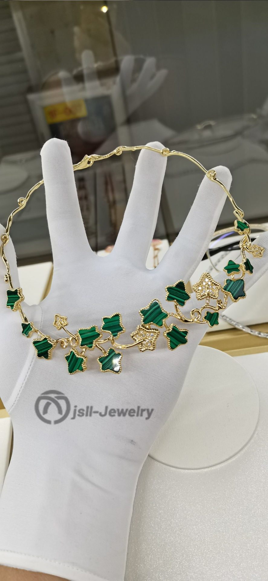 Jsll-Jewelry | 18K gold malachite collar