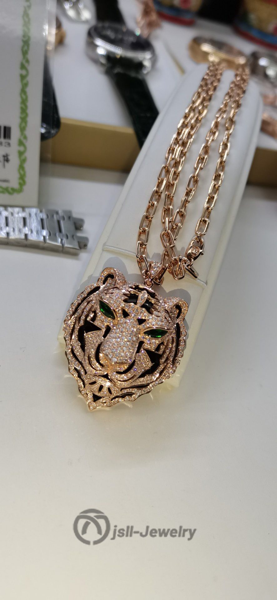 Jsll-Jewelry | 18-karat rose gold with diamonds, deluxe Tiger Head