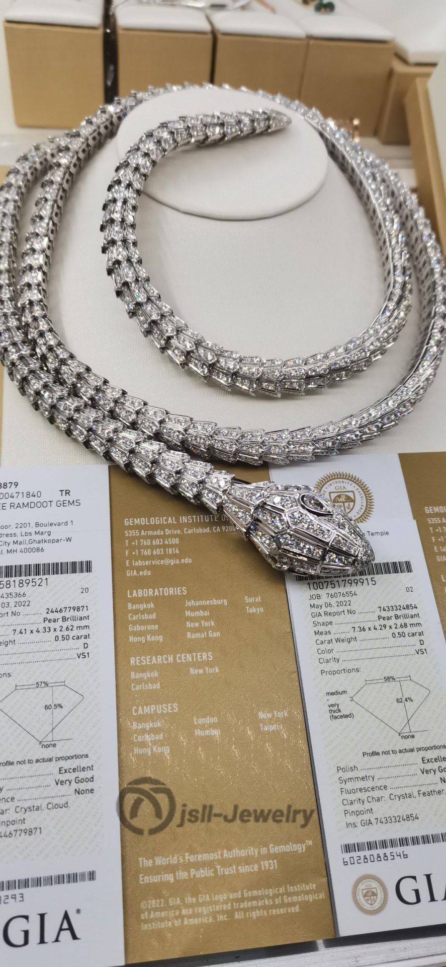 Jsll-Jewelry | 18K white gold inlaid with diamonds, rich family full of stars snake necklace