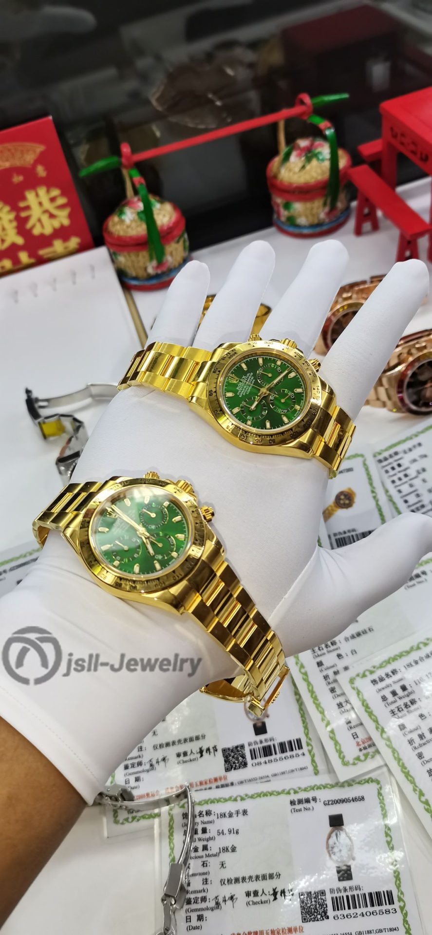 Jsll-Jewelry | Green Face Datona Watch (gold plated)