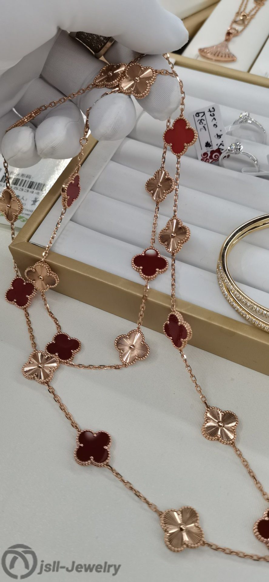 Jsll-Jewelry | 18-karat rose gold, sweater chain 20-flower four-leaf clover necklace