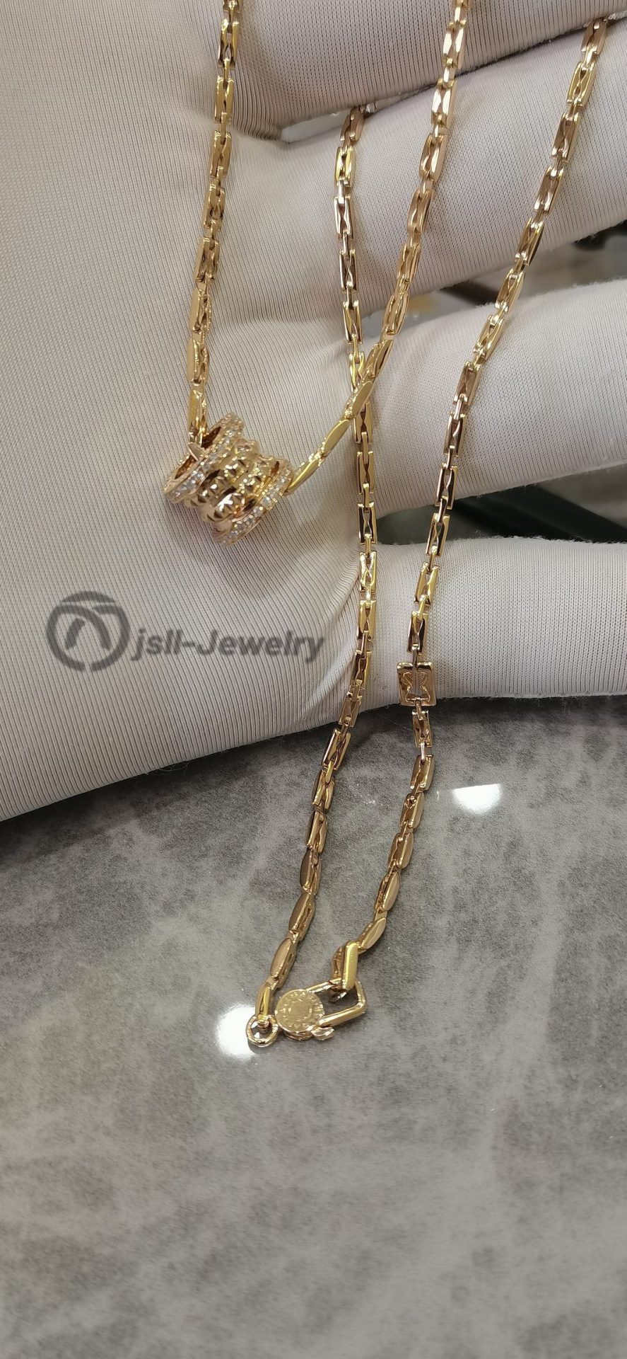 Jsll-Jewelry | 18K rose gold necklace set with diamonds