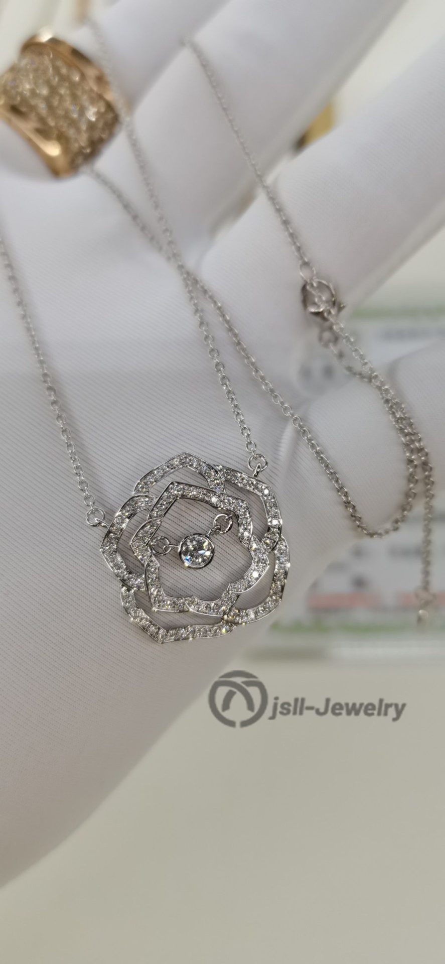 Jsll-Jewelry | 18K white gold necklace with diamond and rose gold