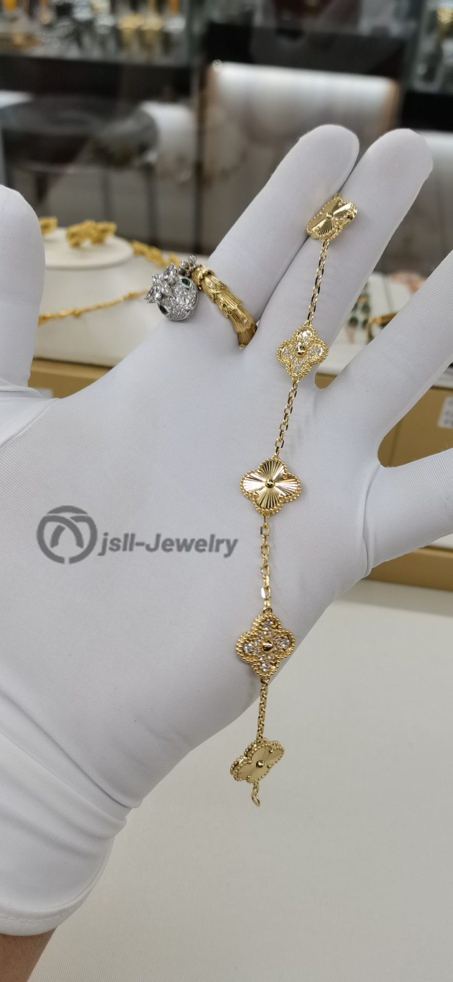 Jsll-Jewelry | 18K Gold Five-flower (2 Flower Stars) Floral piece bracelet