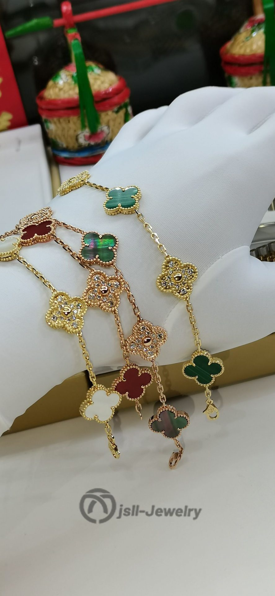 Jsll-Jewelry | 18K gold, rose gold five-flower (2 flowers full of stars) version bracelet