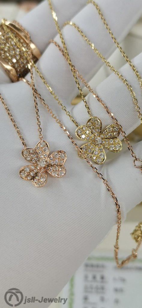 Jsll-Jewelry | 18K gold, rose gold, lucky clover necklace