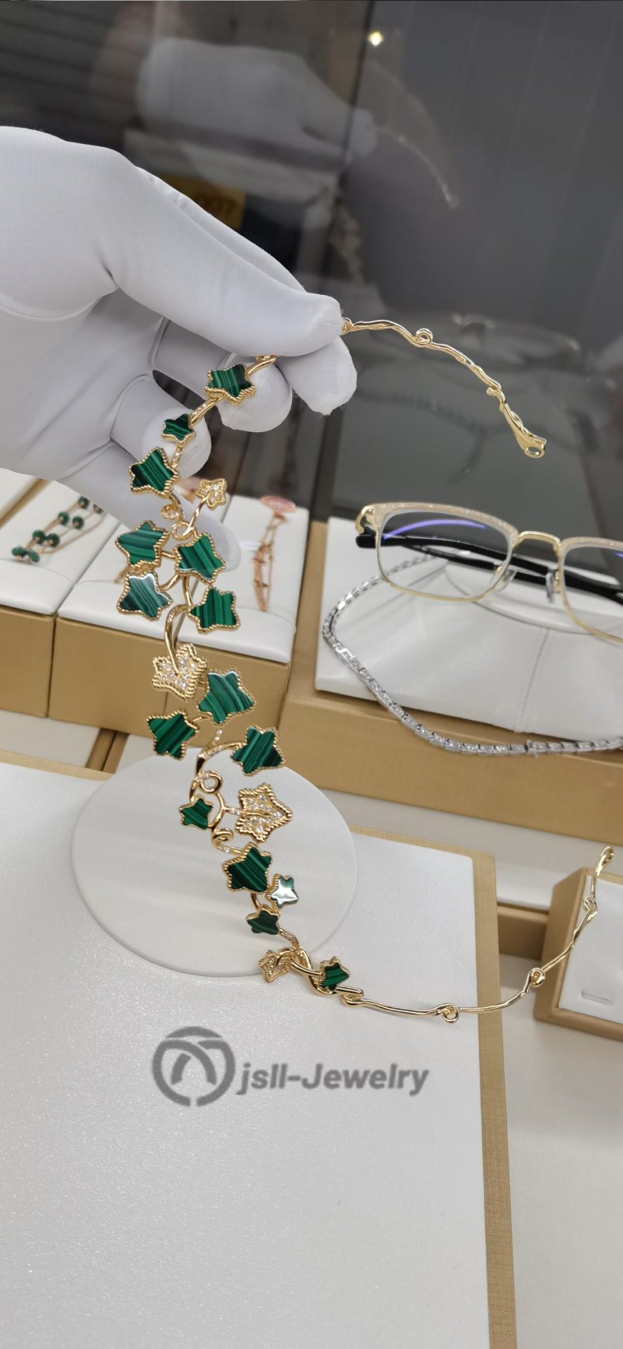 Jsll-Jewelry | 18K gold malachite collar