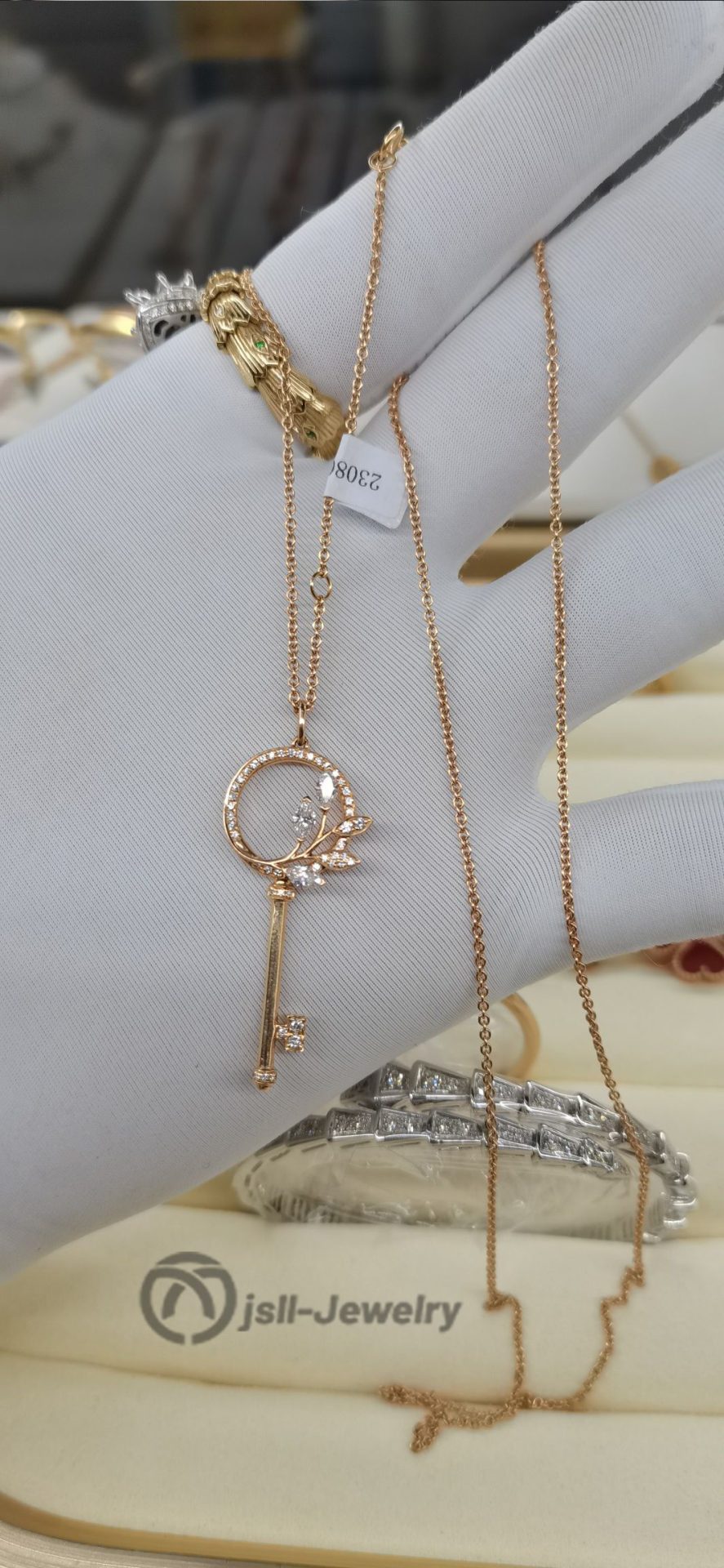 Jsll-Jewelry | 18K rose gold and diamond key necklace