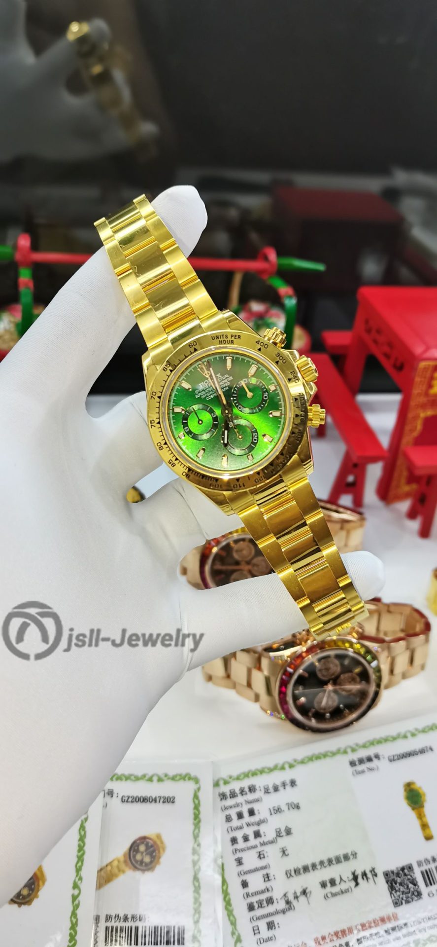 Jsll-Jewelry | Green Face Datona Watch (gold plated)