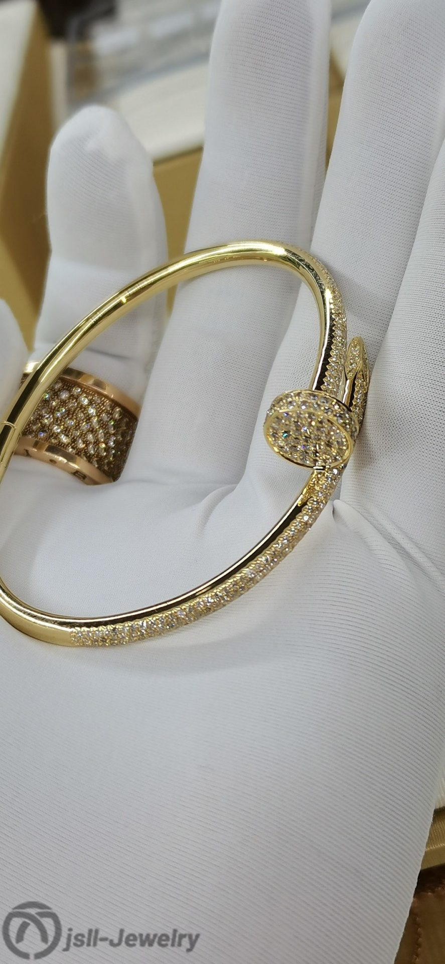 Jsll-Jewelry | 18K gold, diamond iron nail bracelet