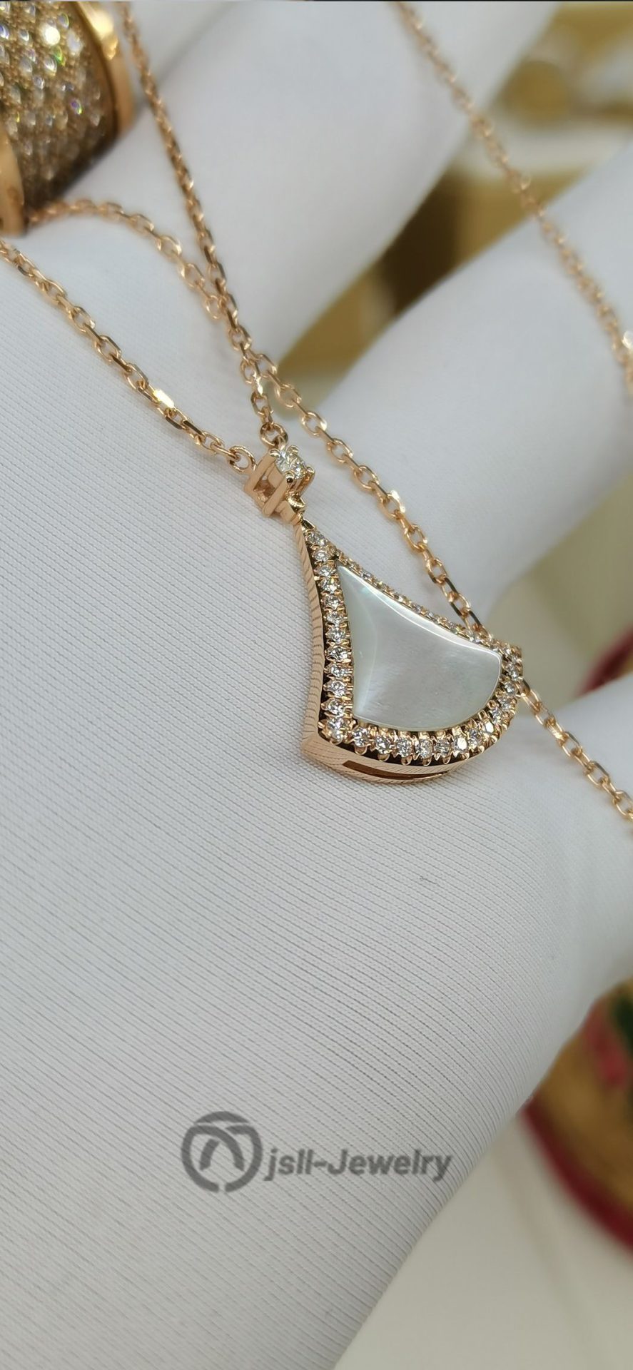 Jsll-Jewelry | 18K rose gold dress necklace with diamonds