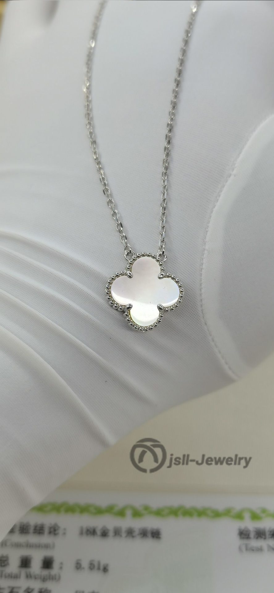 Jsll-Jewelry | 18K white gold shell necklace