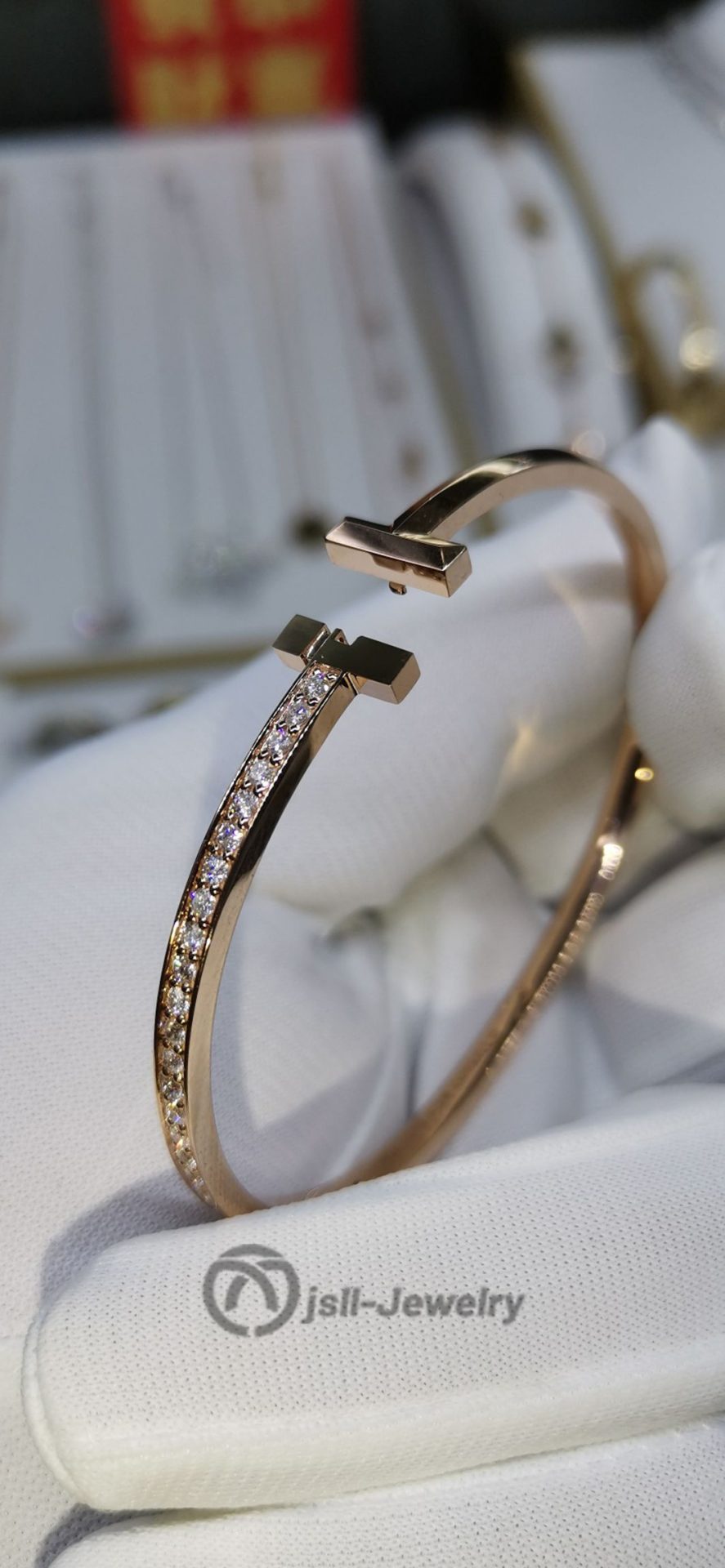 Jsll-Jewelry | 18K rose gold half-diamond bracelet