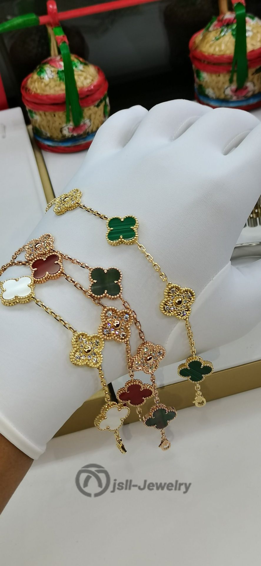 Jsll-Jewelry | 18K gold, rose gold five-flower (2 flowers full of stars) version bracelet