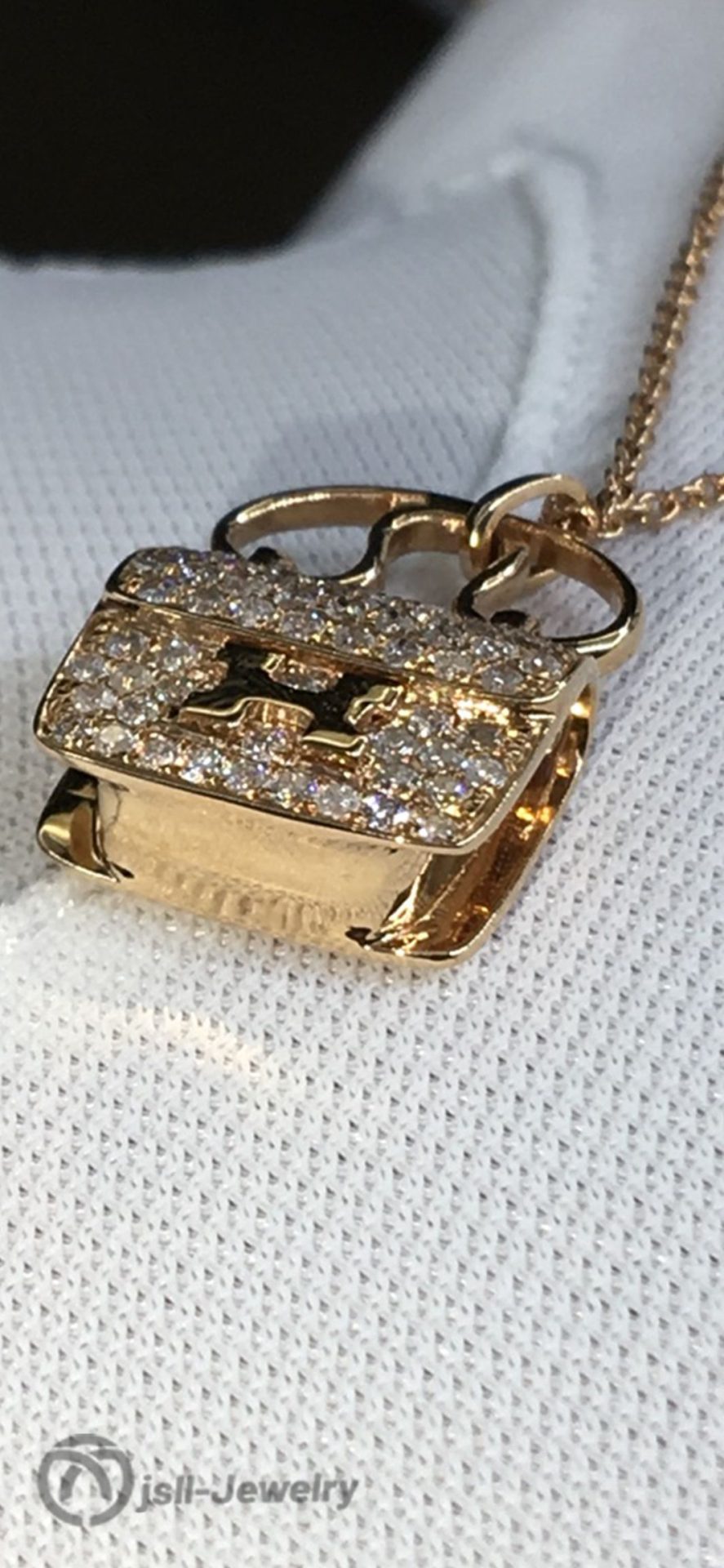 Jsll-Jewelry | 18K rose gold version of the small bag necklace