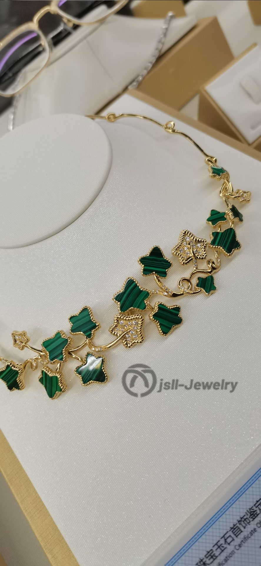 Jsll-Jewelry | 18K gold malachite collar