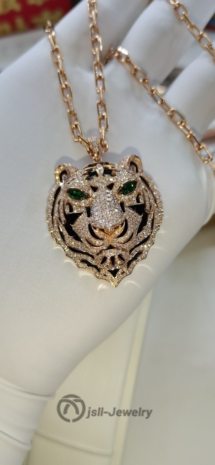 Jsll-Jewelry | 18-karat rose gold with diamonds, deluxe Tiger Head