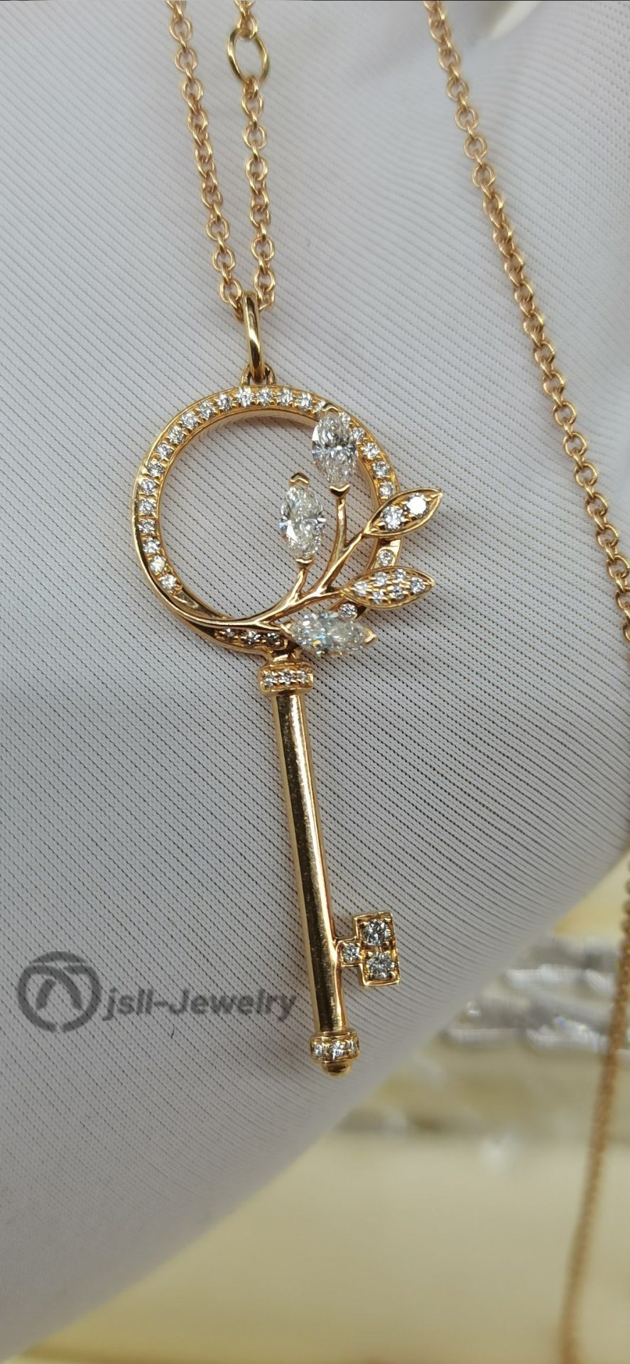 Jsll-Jewelry | 18K rose gold and diamond key necklace