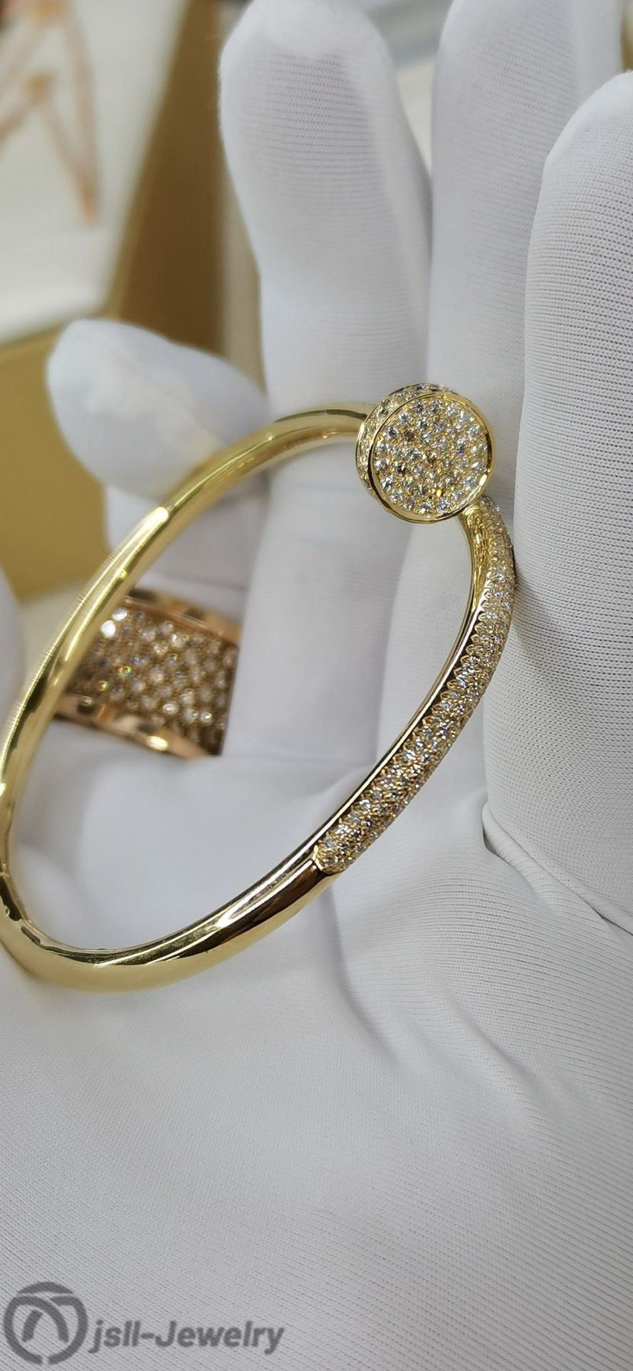 Jsll-Jewelry | 18K gold, diamond iron nail bracelet