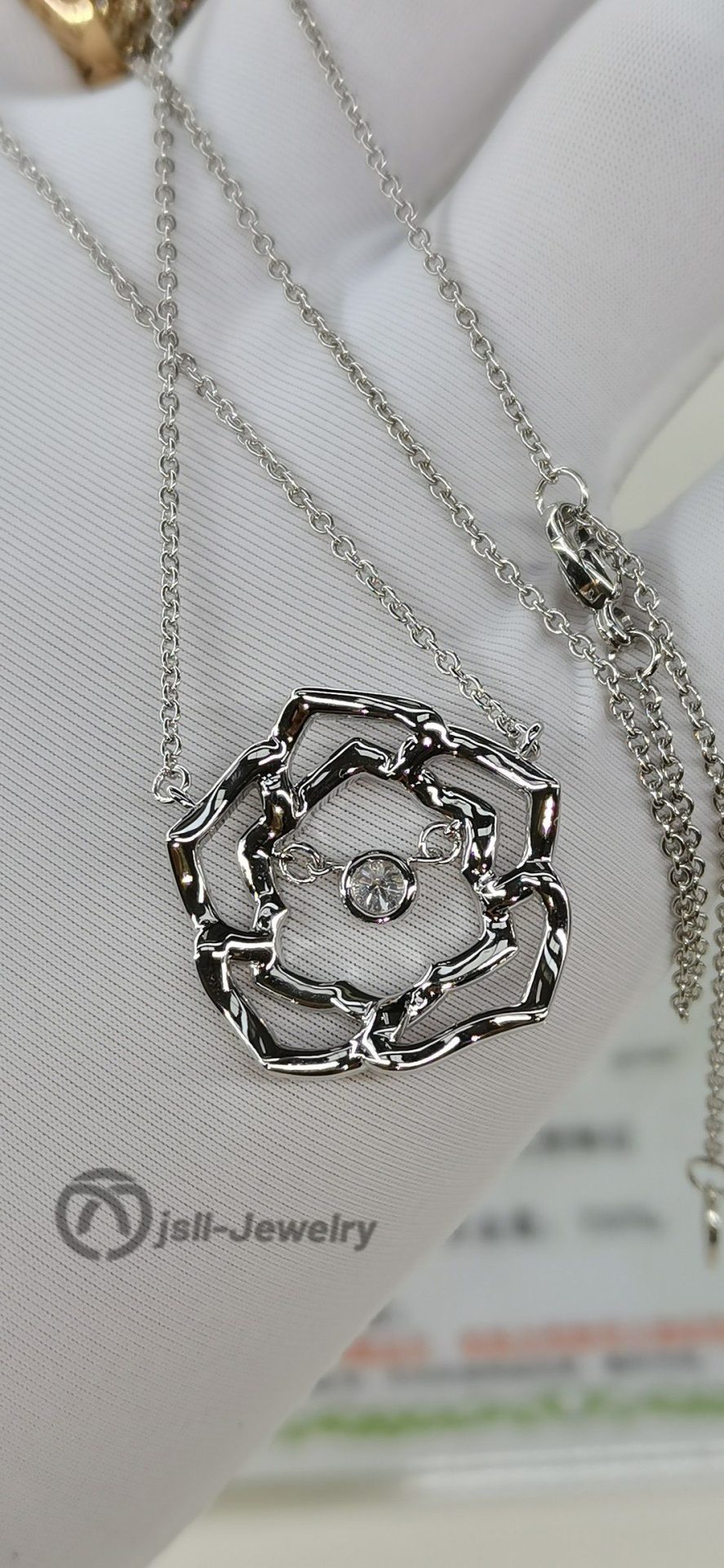 Jsll-Jewelry | 18K white gold necklace with diamond and rose gold