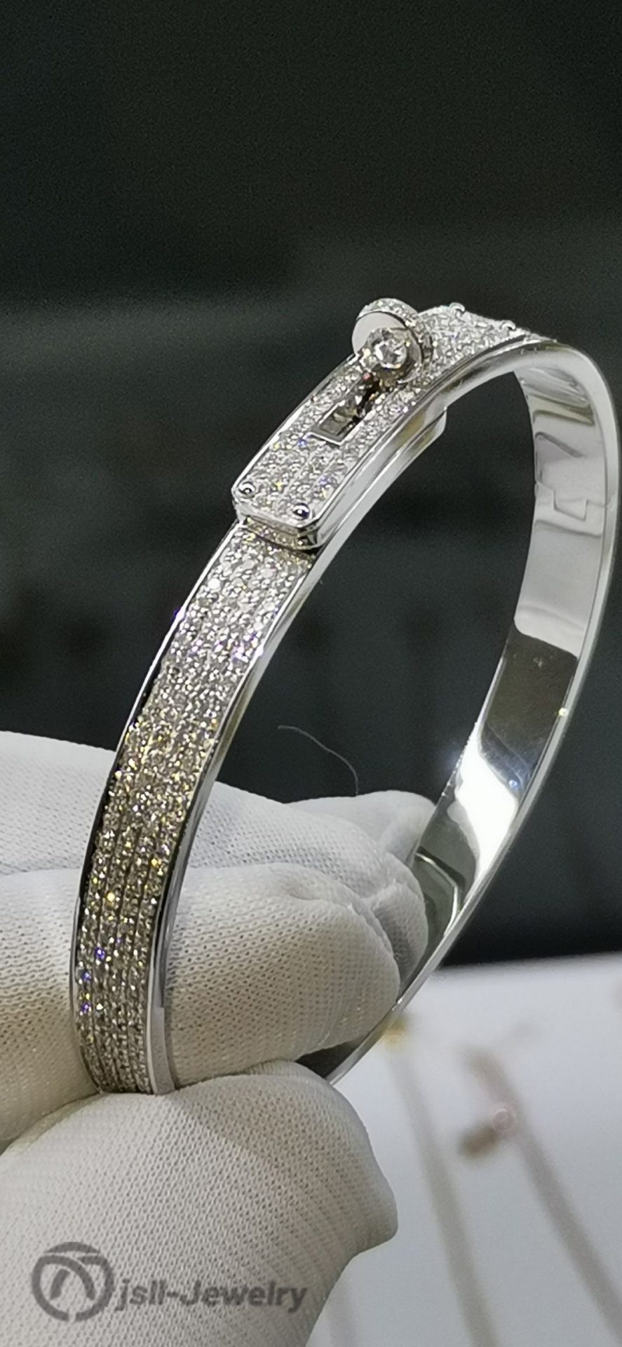 Jsll-Jewelry | 18K white gold and diamond-encrusted star bracelet