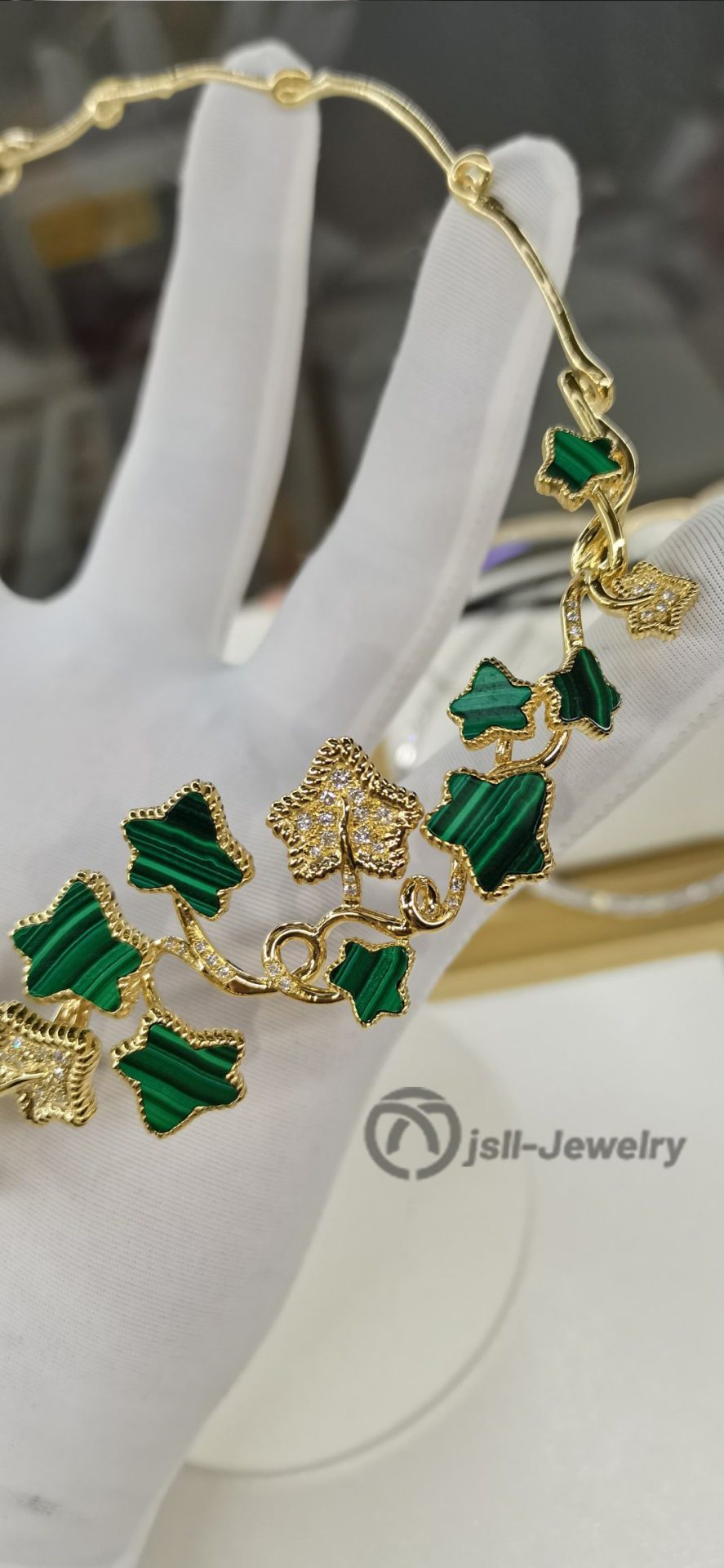 Jsll-Jewelry | 18K gold malachite collar