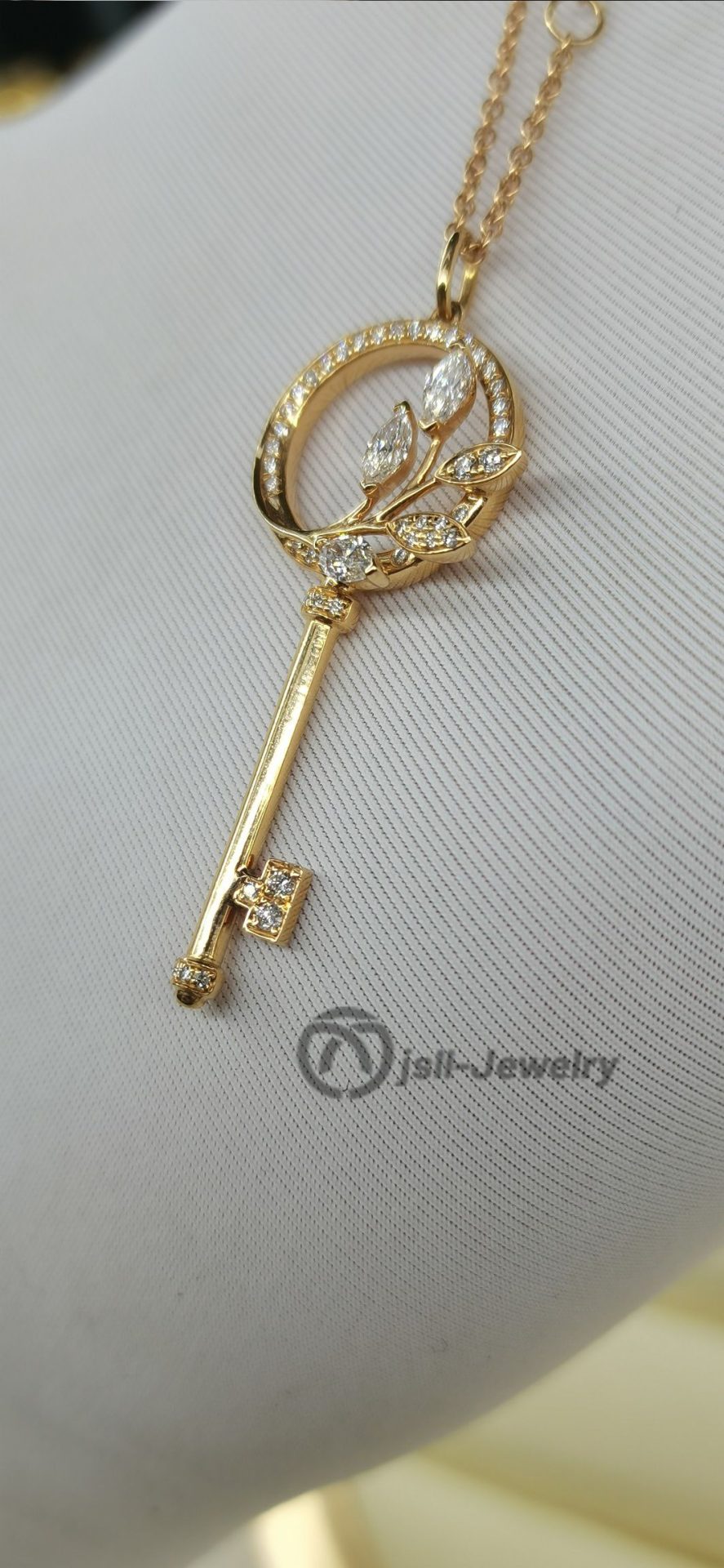 Jsll-Jewelry | 18K rose gold and diamond key necklace