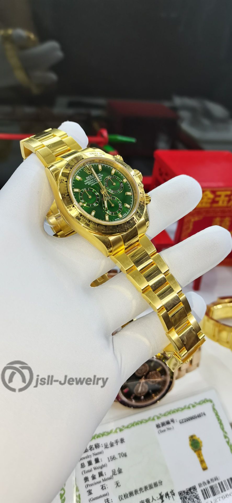 Jsll-Jewelry | Green Face Datona Watch (gold plated)