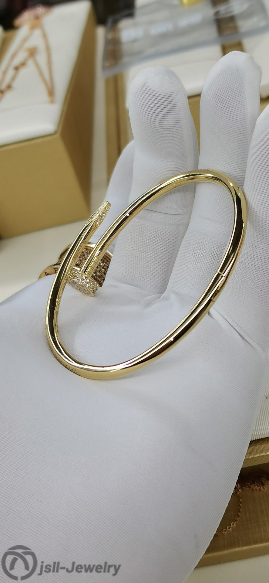 Jsll-Jewelry | 18K gold, diamond iron nail bracelet