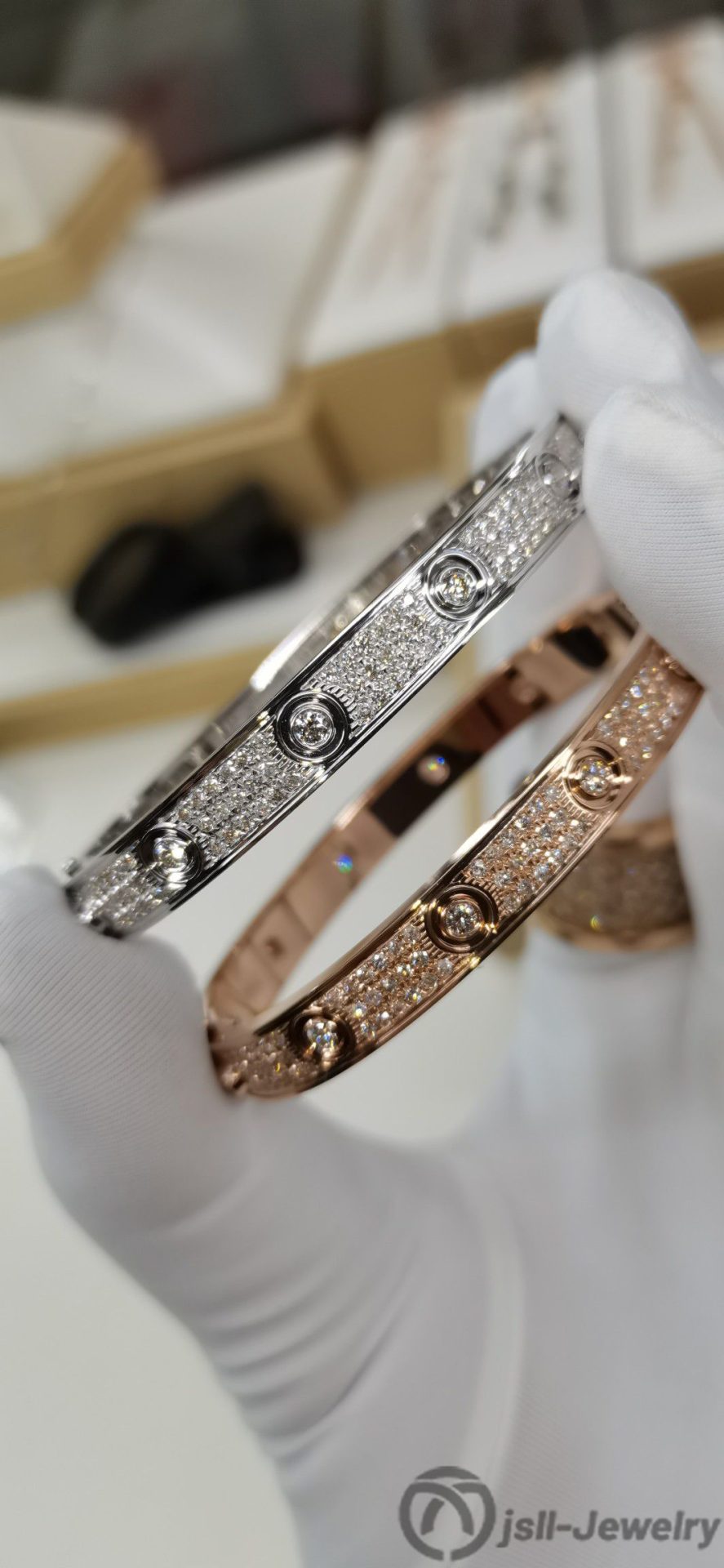 Jsll-Jewelry | 18K white gold, rose gold, main diamond bracelet