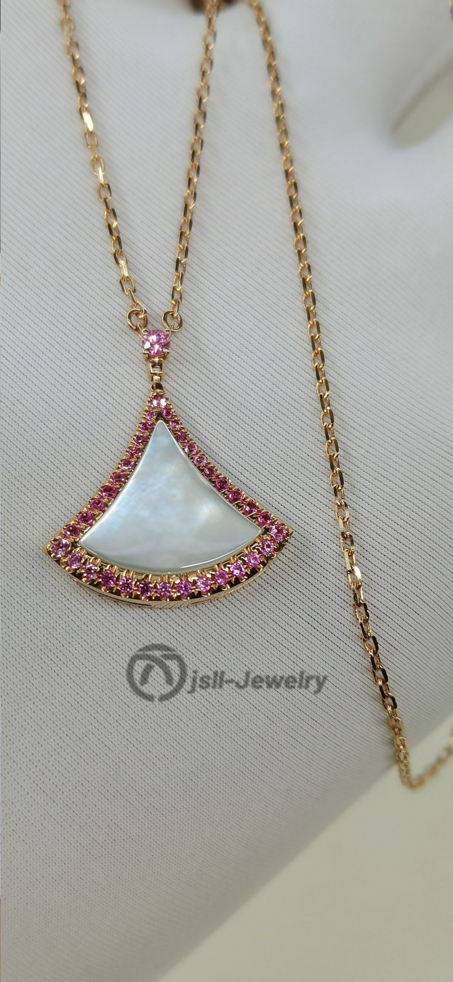 Jsll-Jewelry | 18K rose gold skirt necklace with pink jewel