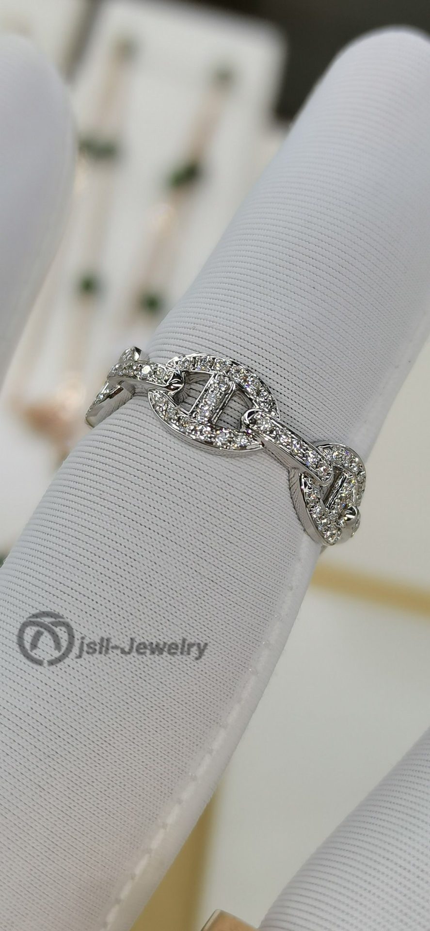 Jsll-Jewelry | 18K white gold pig nose diamond ring