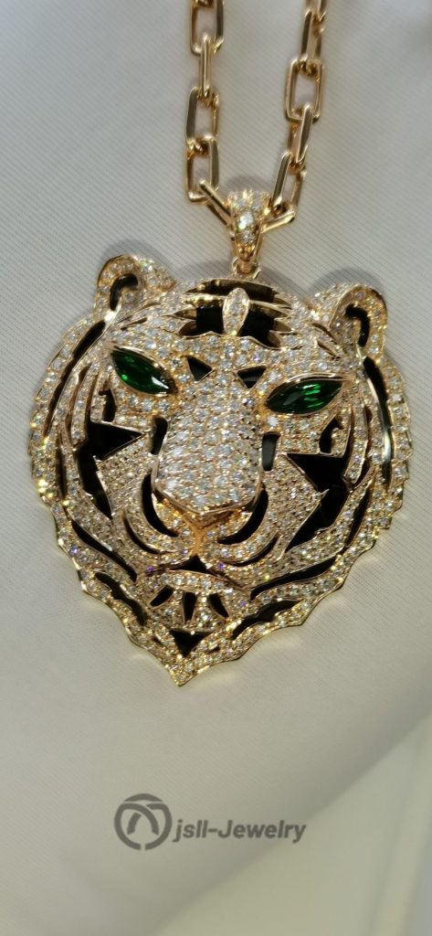 Jsll-Jewelry | 18-karat rose gold with diamonds, deluxe Tiger Head