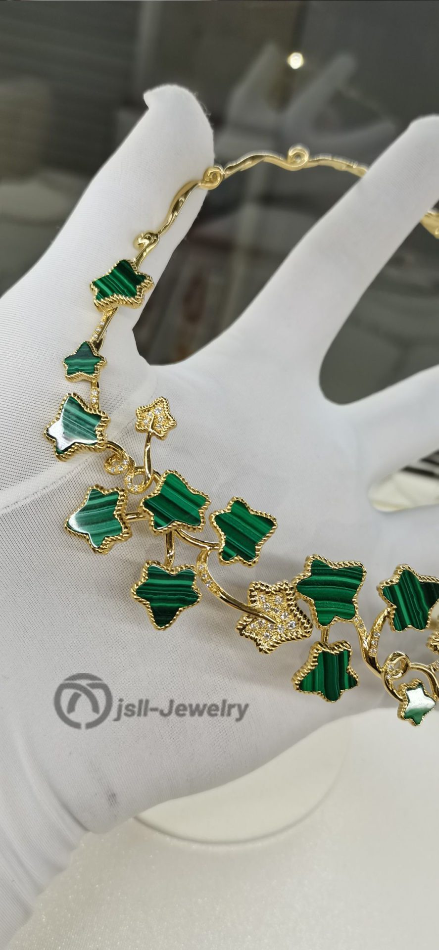 Jsll-Jewelry | 18K gold malachite collar