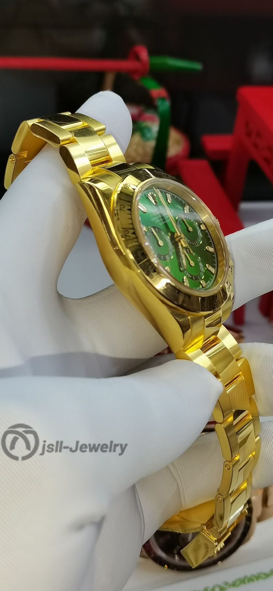 Jsll-Jewelry | Green Face Datona Watch (gold plated)