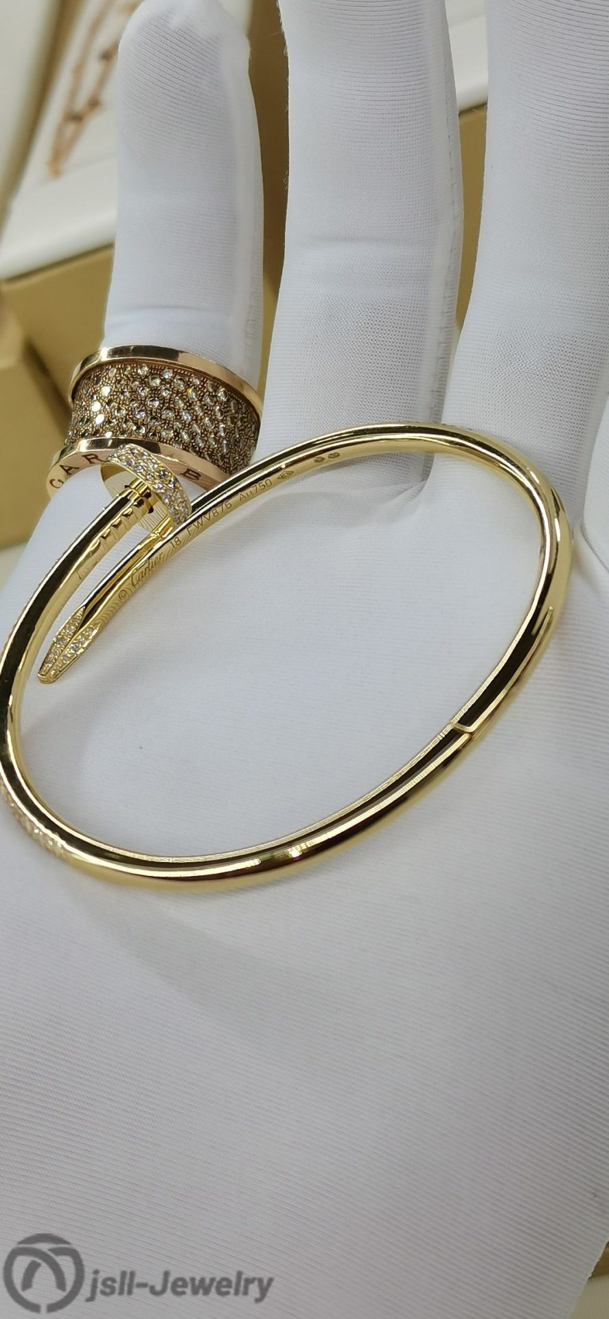 Jsll-Jewelry | 18K gold, diamond iron nail bracelet