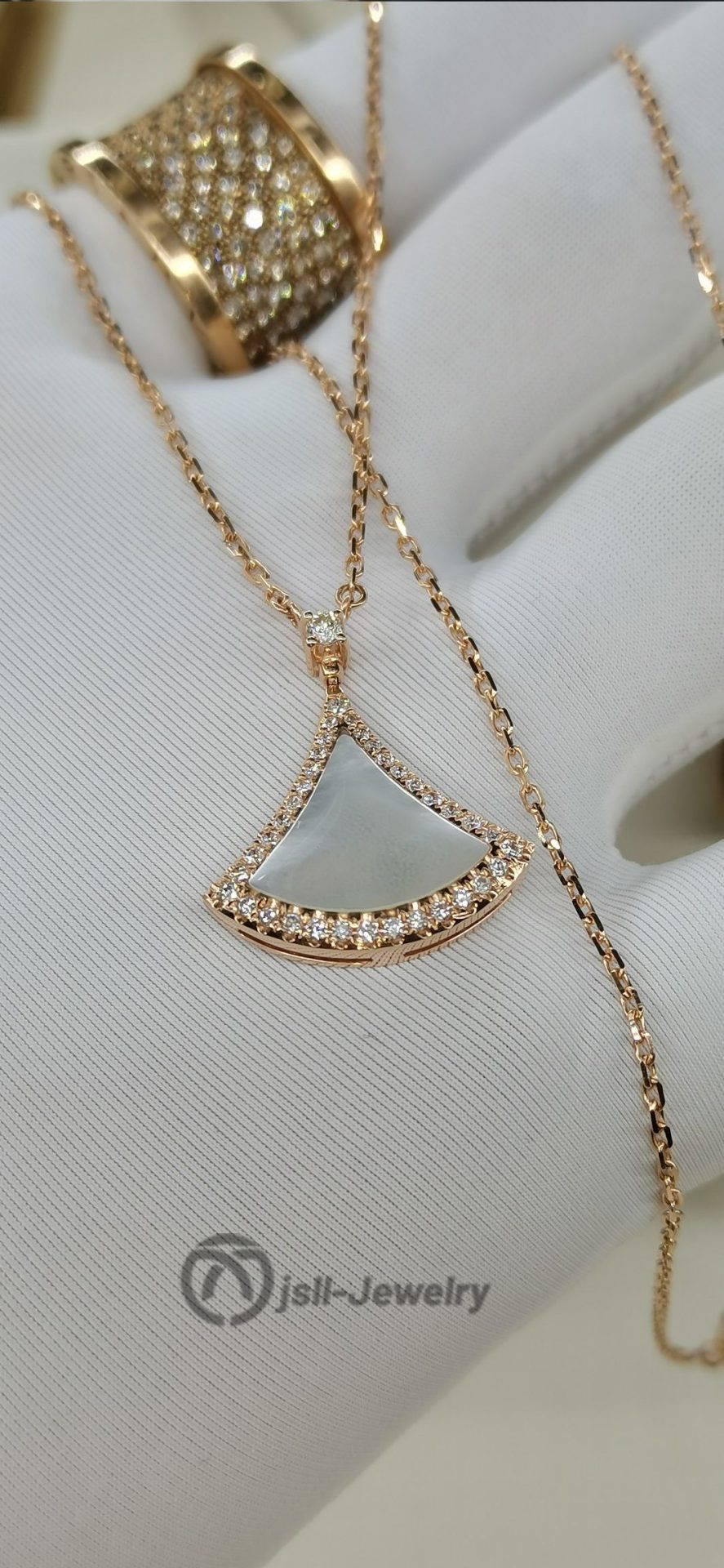 Jsll-Jewelry | 18K rose gold dress necklace with diamonds