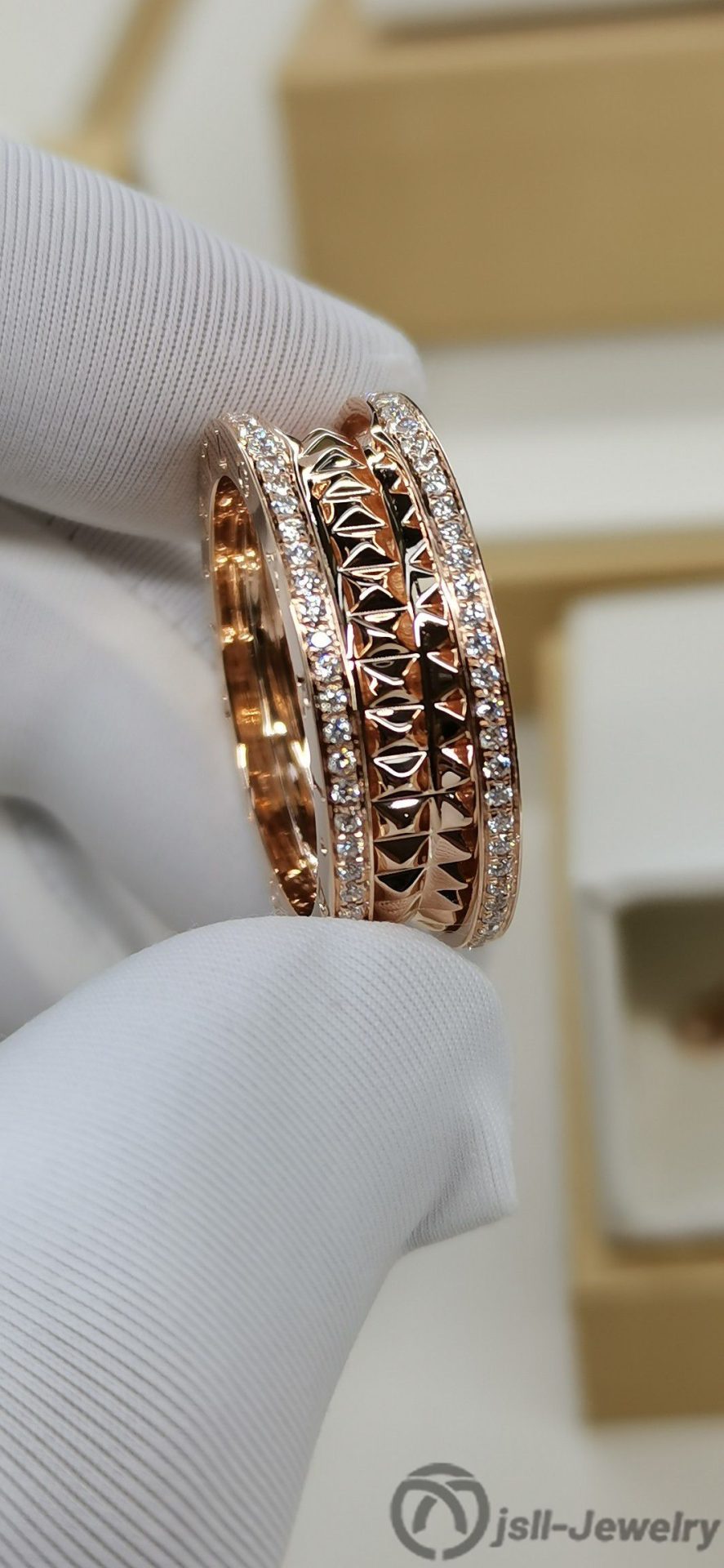 Jsll-Jewelry | 18K rose gold set with diamond ring