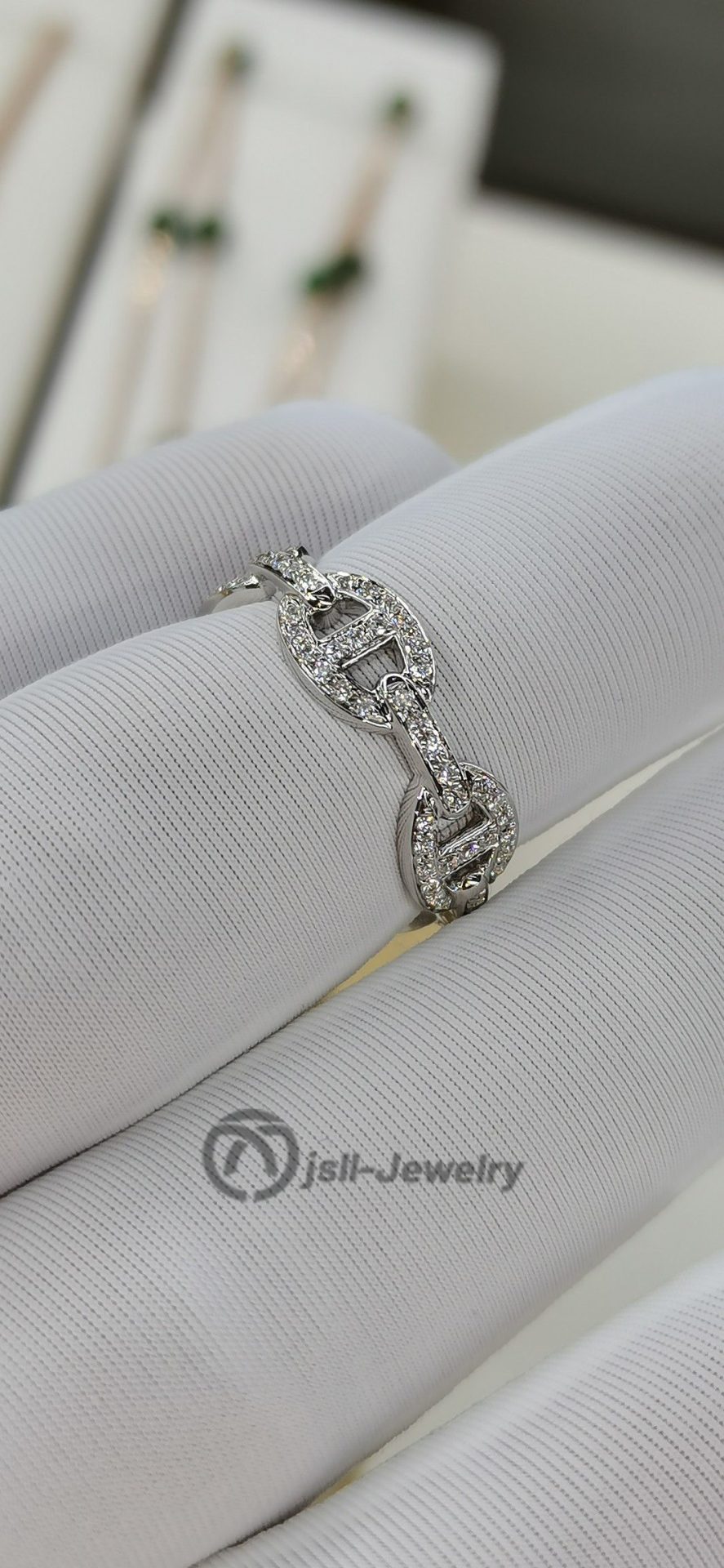 Jsll-Jewelry | 18K white gold pig nose diamond ring