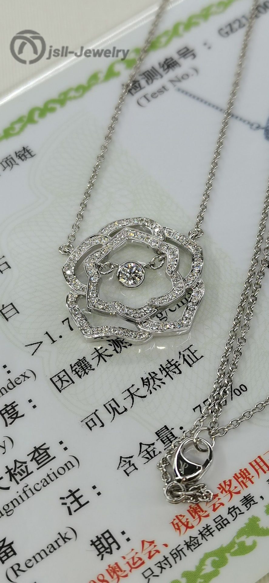 Jsll-Jewelry | 18K white gold necklace with diamond and rose gold