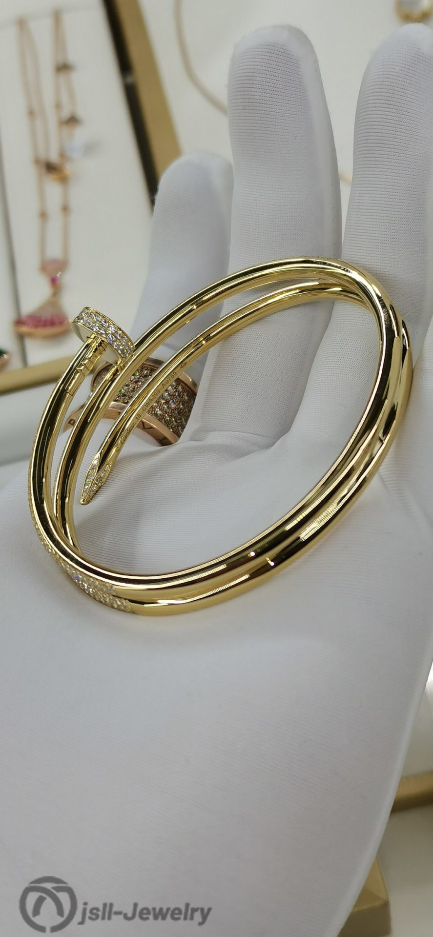 Jsll-Jewelry | 18-karat gold with diamonds, three-ring nail bracelet