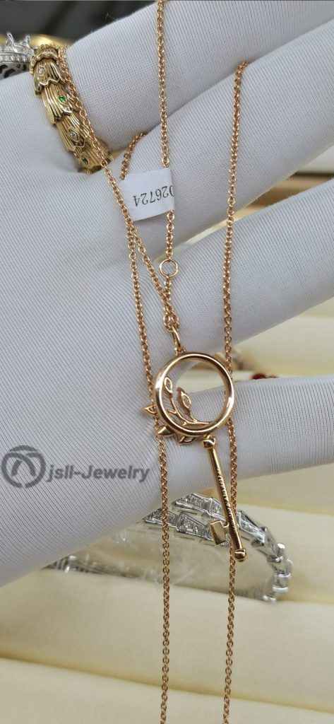 Jsll-Jewelry | 18K rose gold and diamond key necklace