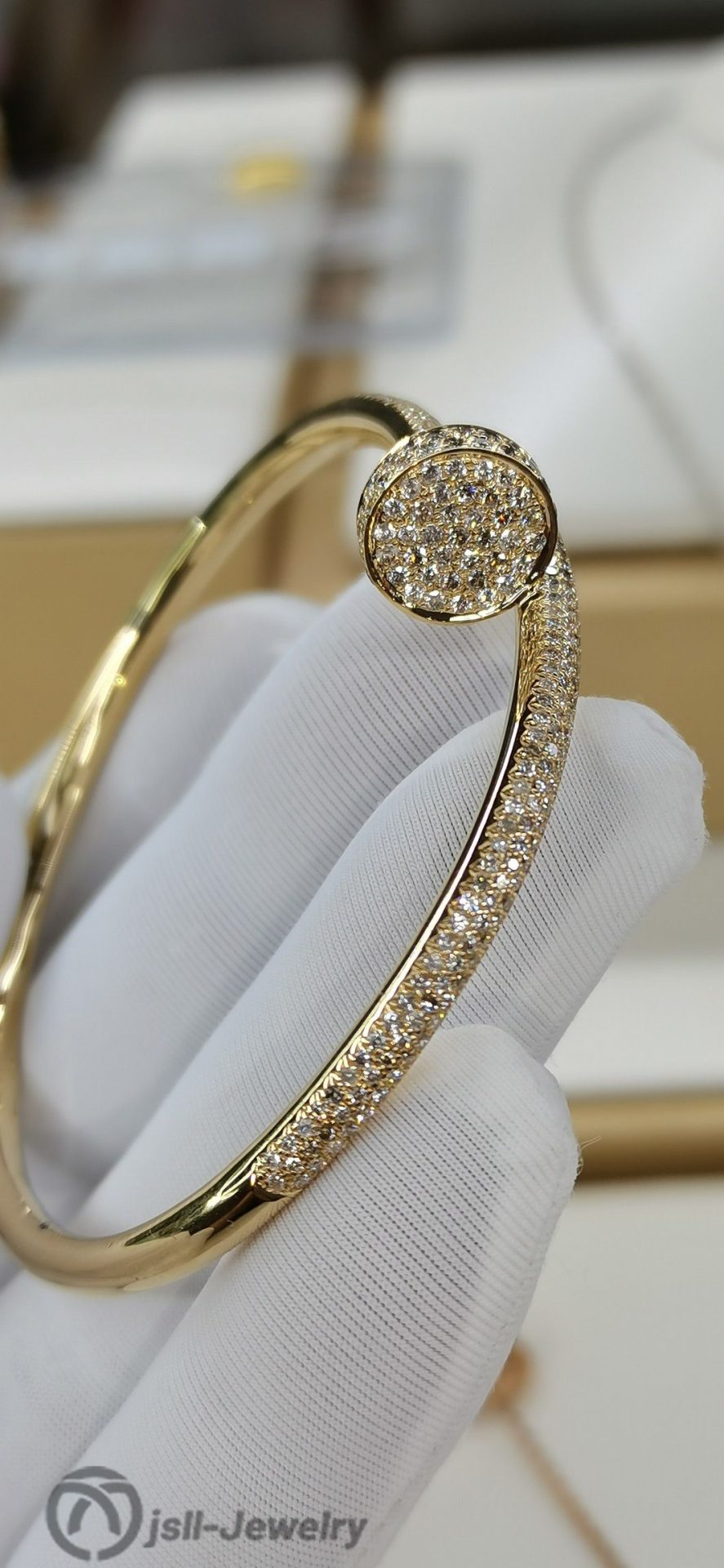 Jsll-Jewelry | 18K gold, diamond iron nail bracelet