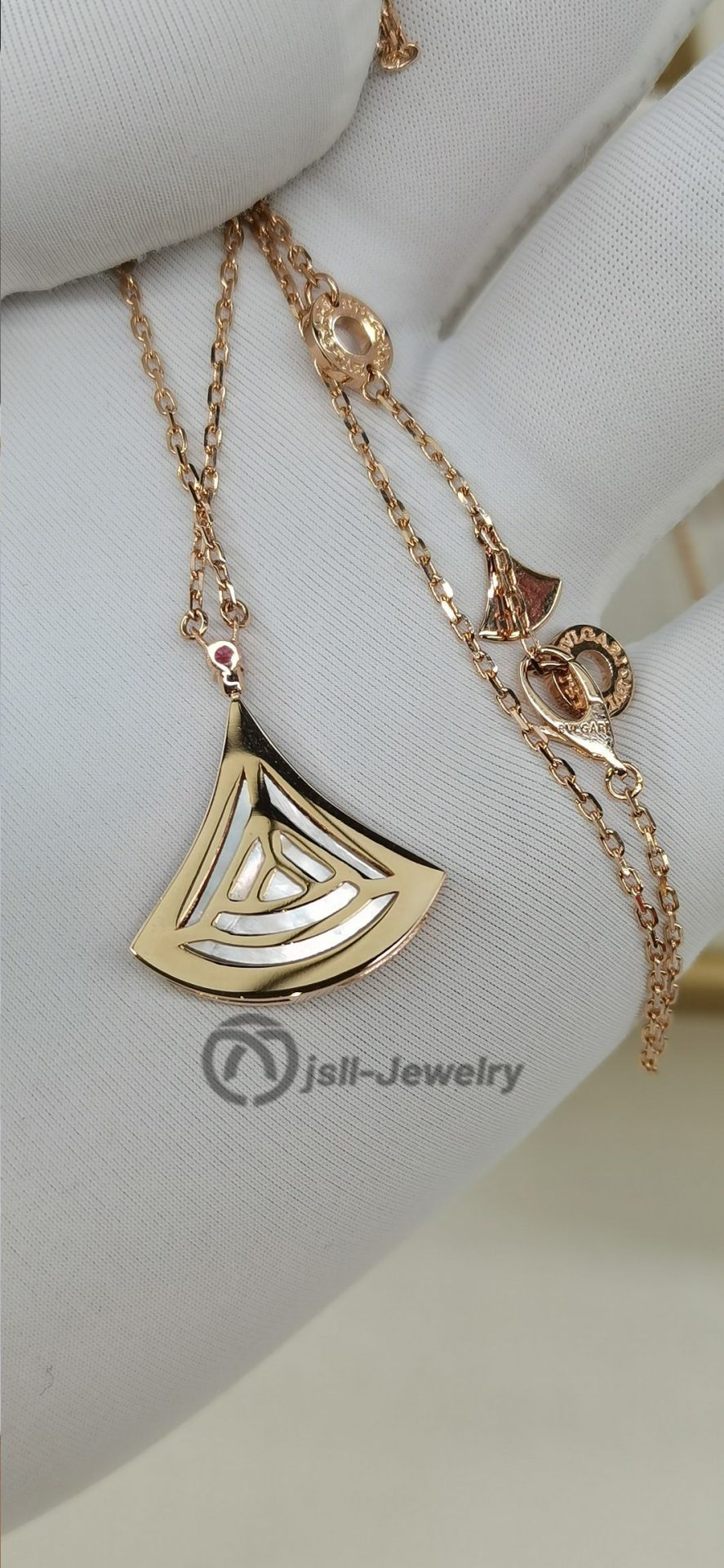 Jsll-Jewelry | 18K rose gold skirt necklace with pink jewel