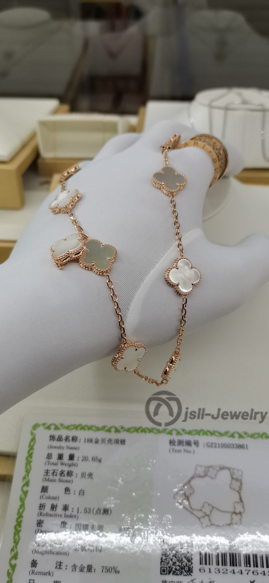 Jsll-Jewelry | Lucky 10 flower necklace, inlaid with white mothershell, 18K rose gold edition!